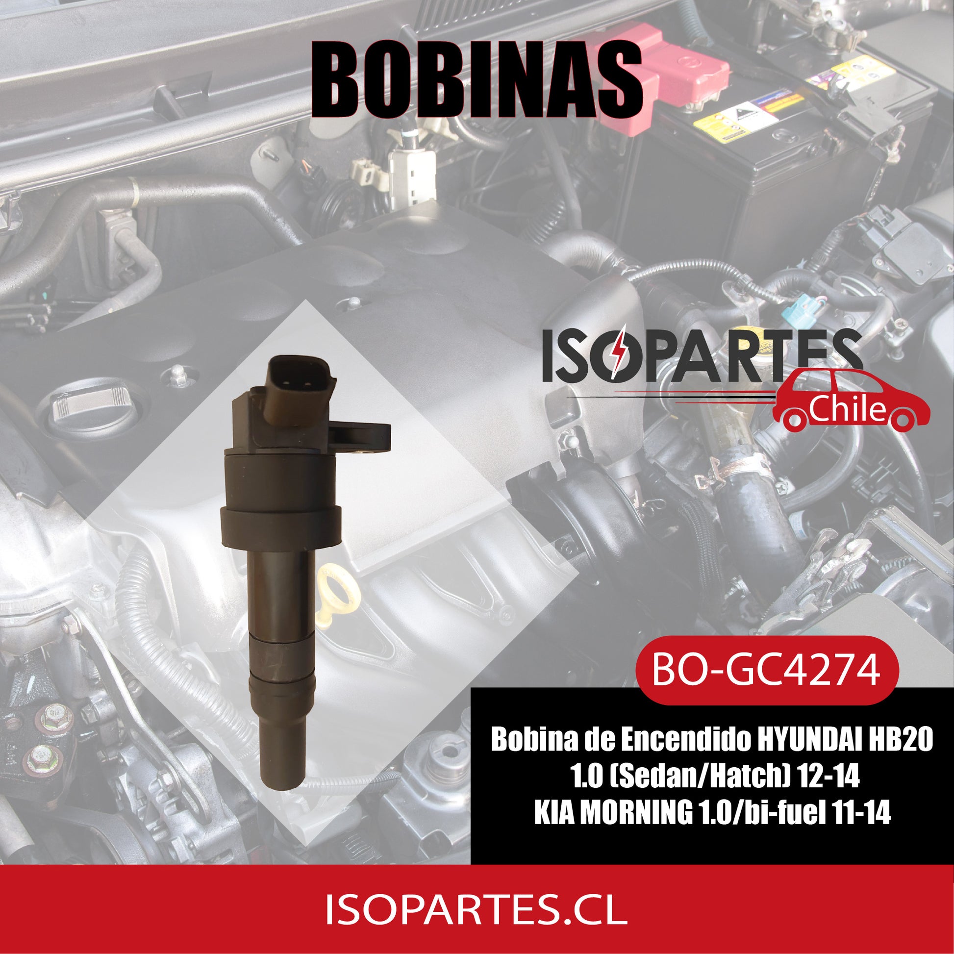Bobina De Encendido, Hb20 1.0 Sedan/ Hatch Kia Morning, Hyundai