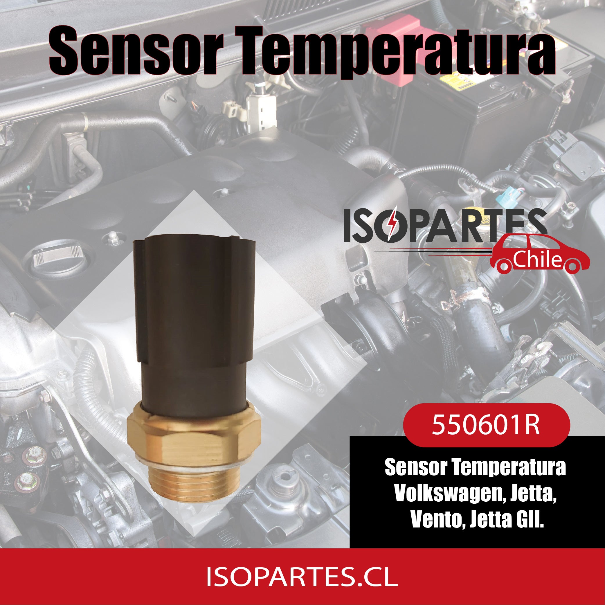 BULBO Sensor Temperatura Volkswagen, Jetta, Vento, Alemán, Ridex - Isopartes