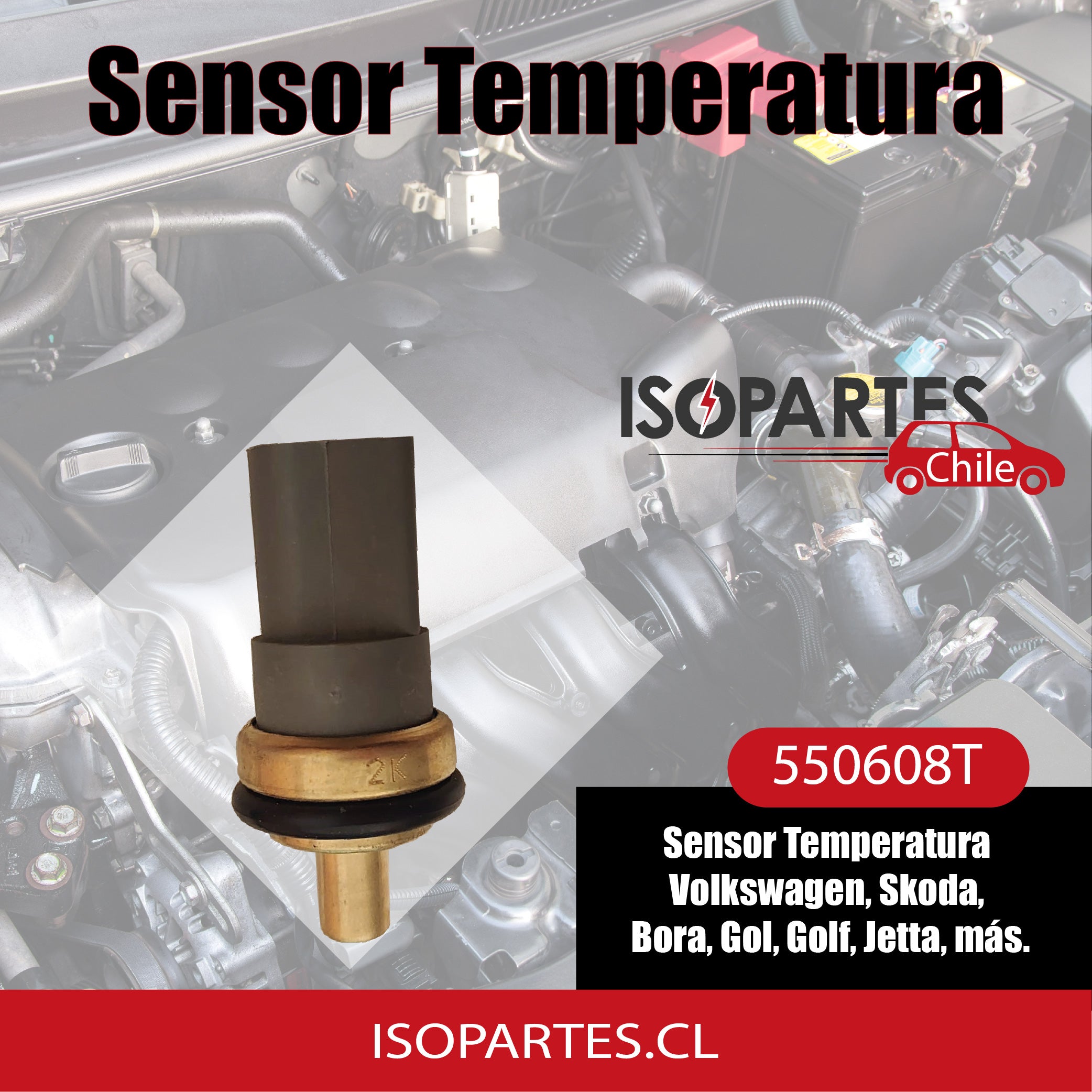 BULBO Sensor Temperatura Volkswagen, Skoda, Bora, Gol, Golf, Jetta y más - Isopartes