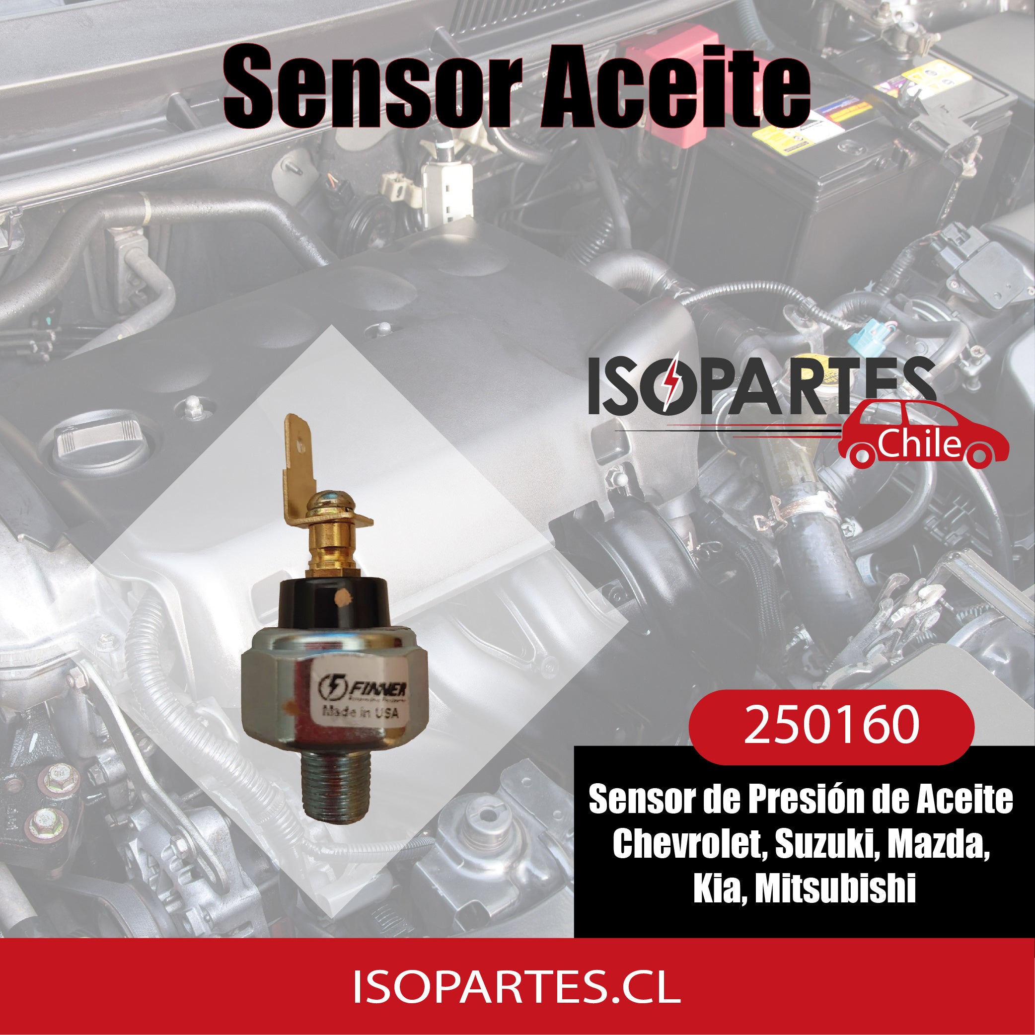 BULBO Sensor de Presión de Aceite Chevrolet Suzuki, Mazda, Kia, Mitsubishi. - Isopartes
