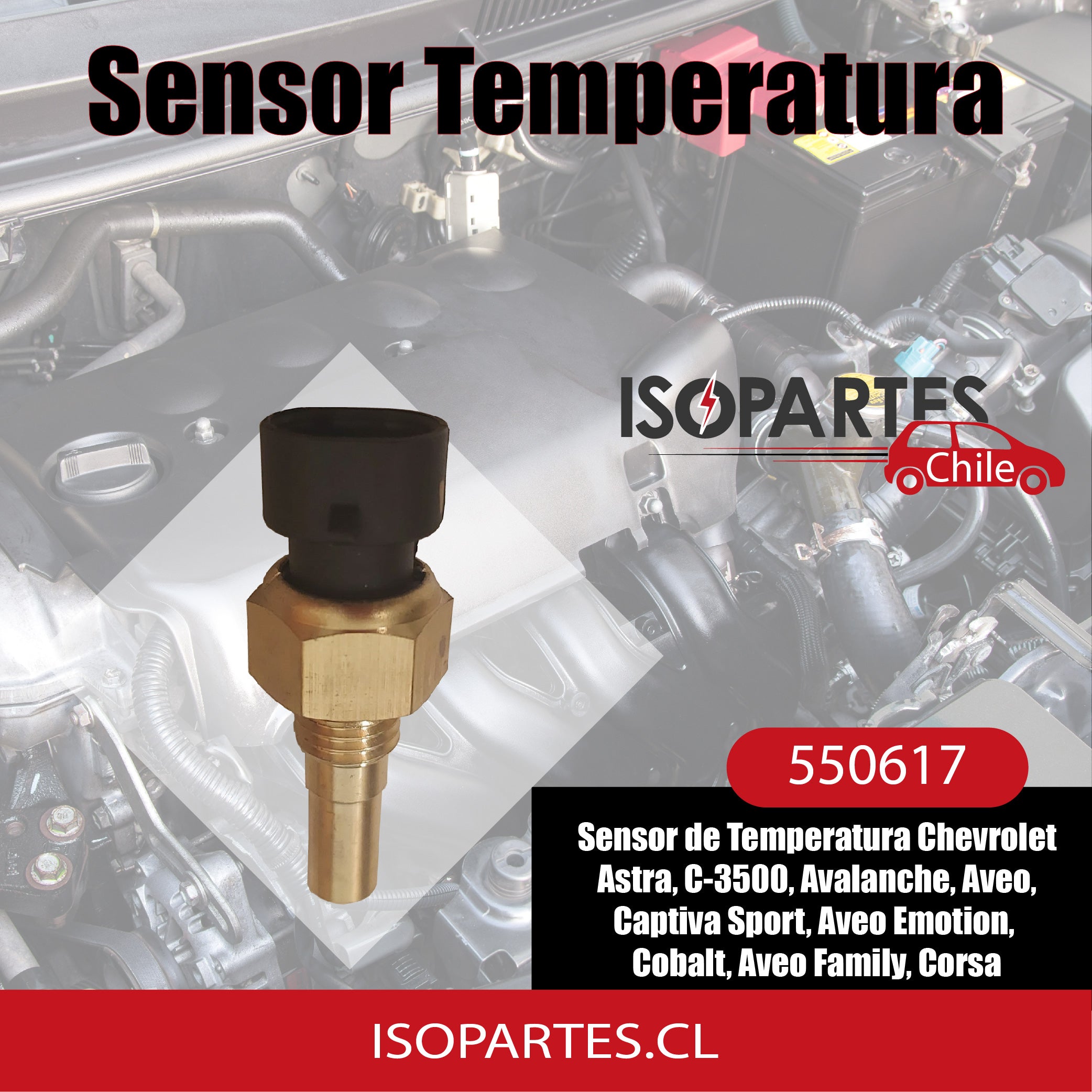 BULBO Sensor de Temperatura Chevrolet, Astra, Avalanche, Aveo  - Isopartes