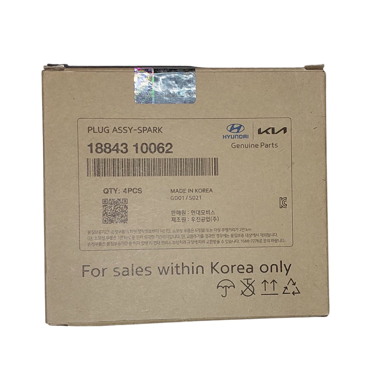 4 kit 18843-10062 Hyundai Originales Juego bujías Kia