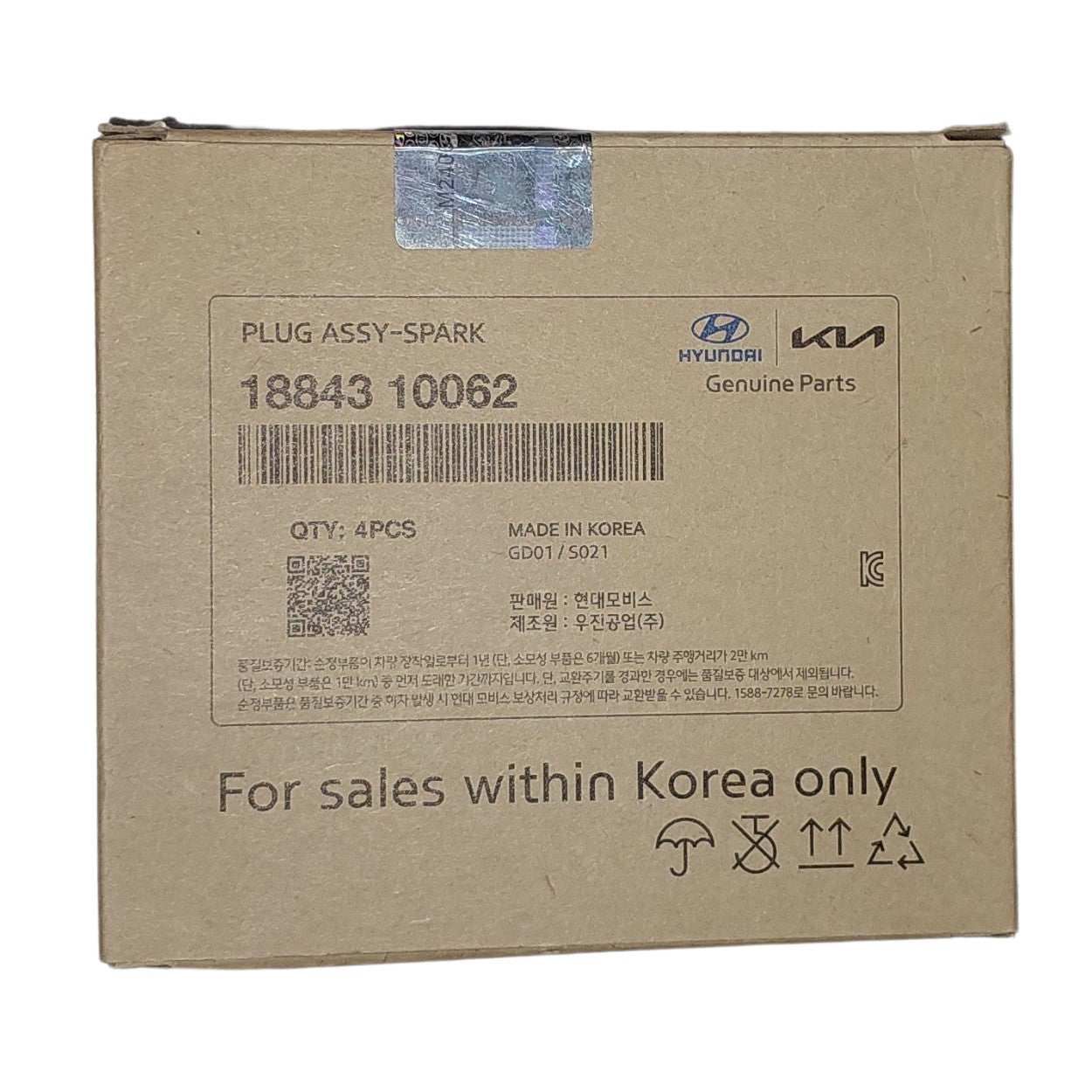 4 kit 18843-10062 Hyundai Originales Juego bujías Kia