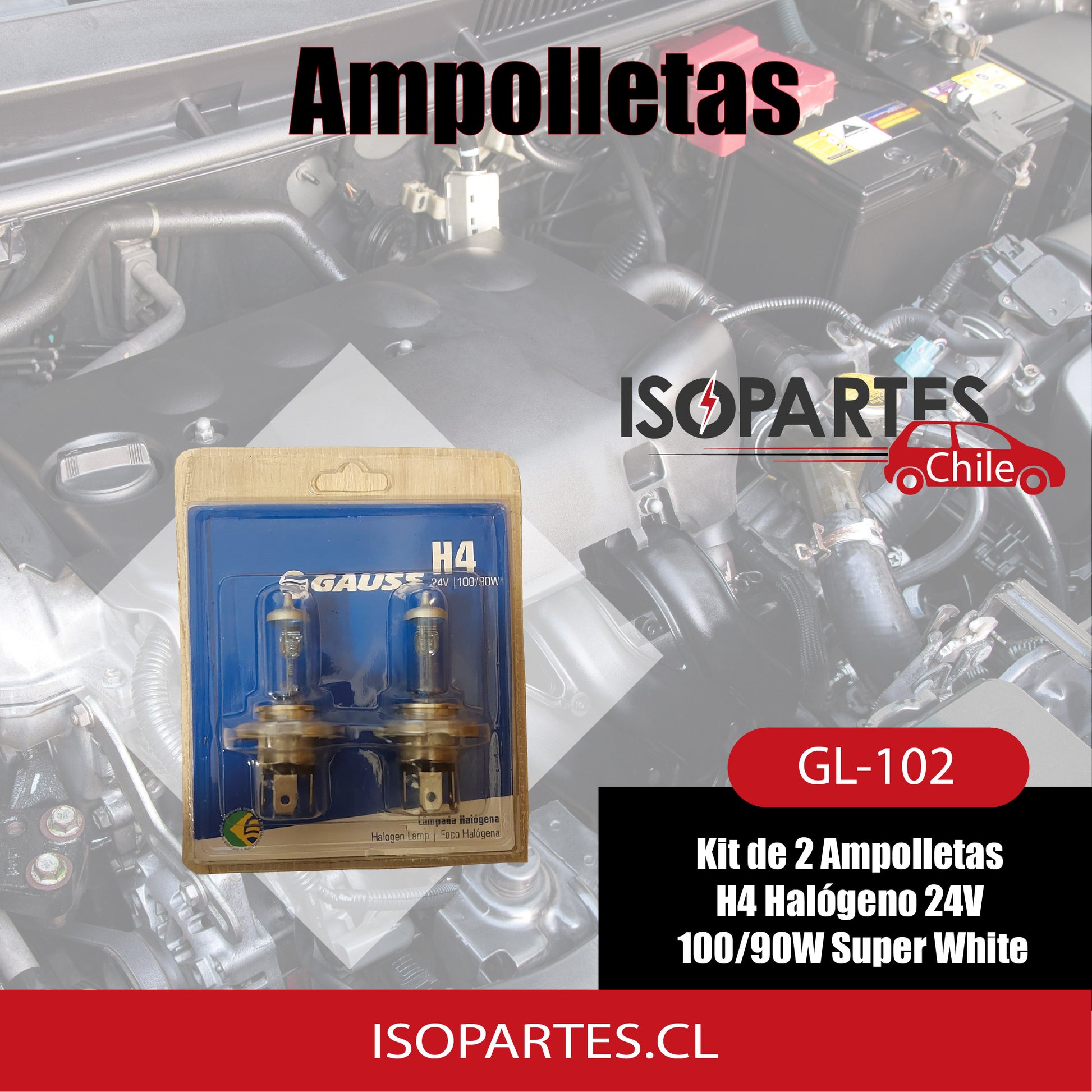 Kit De Ampolletas H4 Halógeno 24v 100/90w Super White