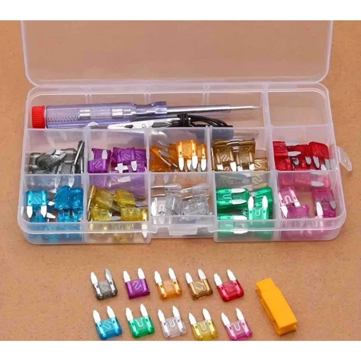 Standard Electrical Fuse Assortment Kit 100 Count Car Safety, Use for Small Size Cars.