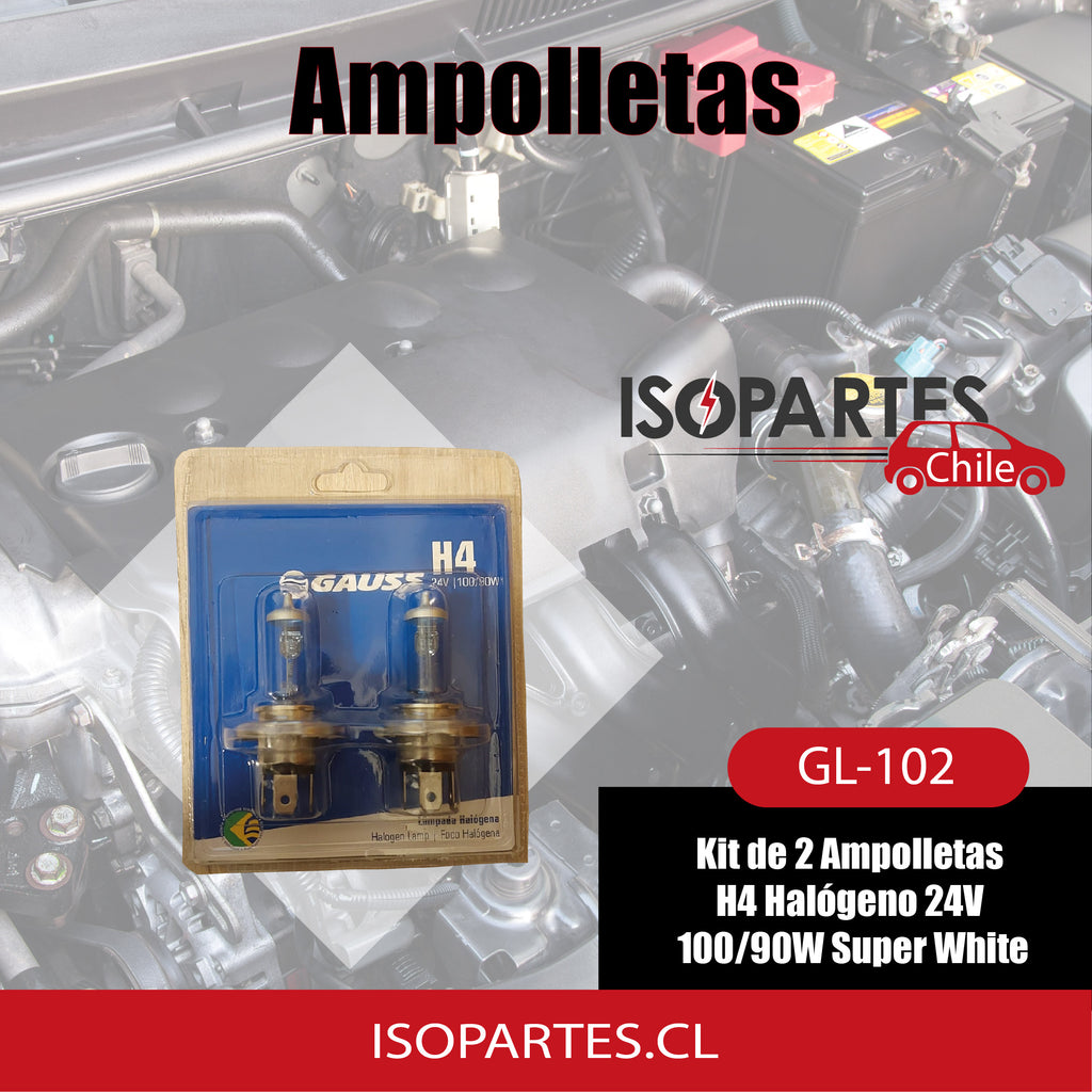 Kit De Ampolletas H4 Halógeno 24v 100/90w Super White - Isopartes