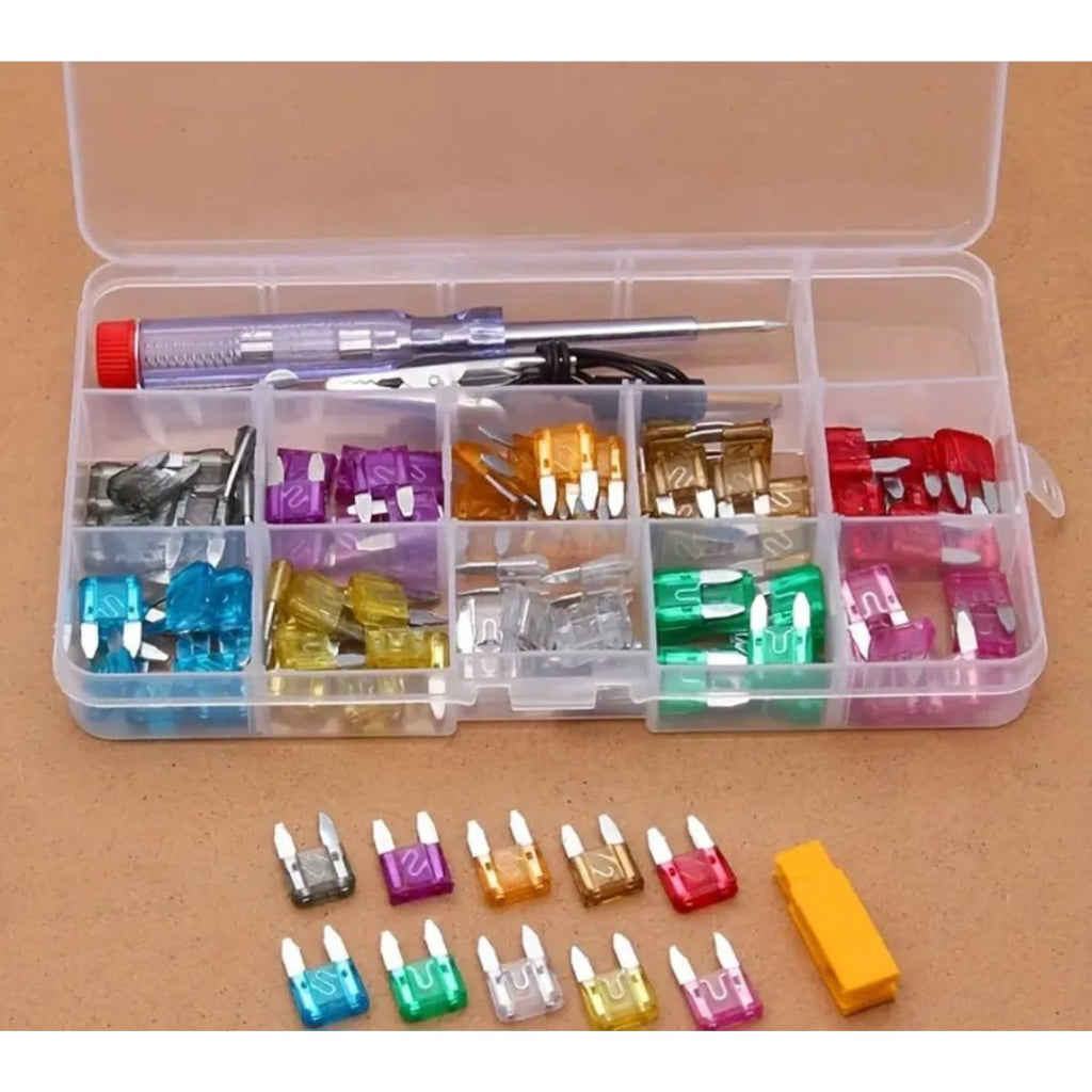 Kit De Surtido Estándar De Fusibles Eléctricos 100 Unidades Seguridad Para Automóvil, Uso Para Coche De Tamaño Pequeño. - Isopartes