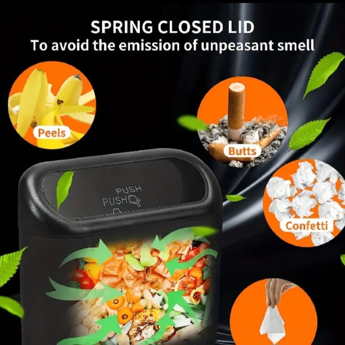 Mini Car Trash Can with Leakproof Lid, Organizes and Stores