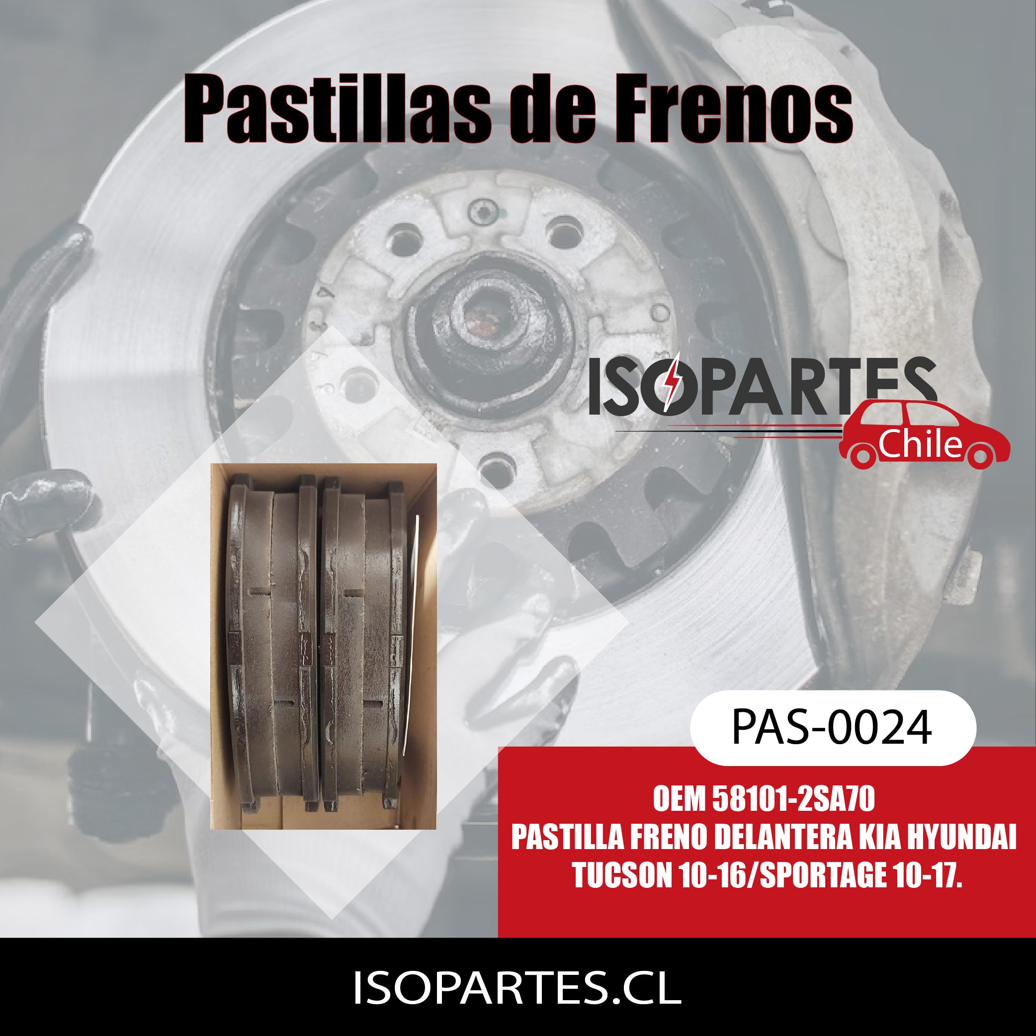 Pastilla Freno Delantera Tucson 10-16, Sportage 10-17 - Isopartes