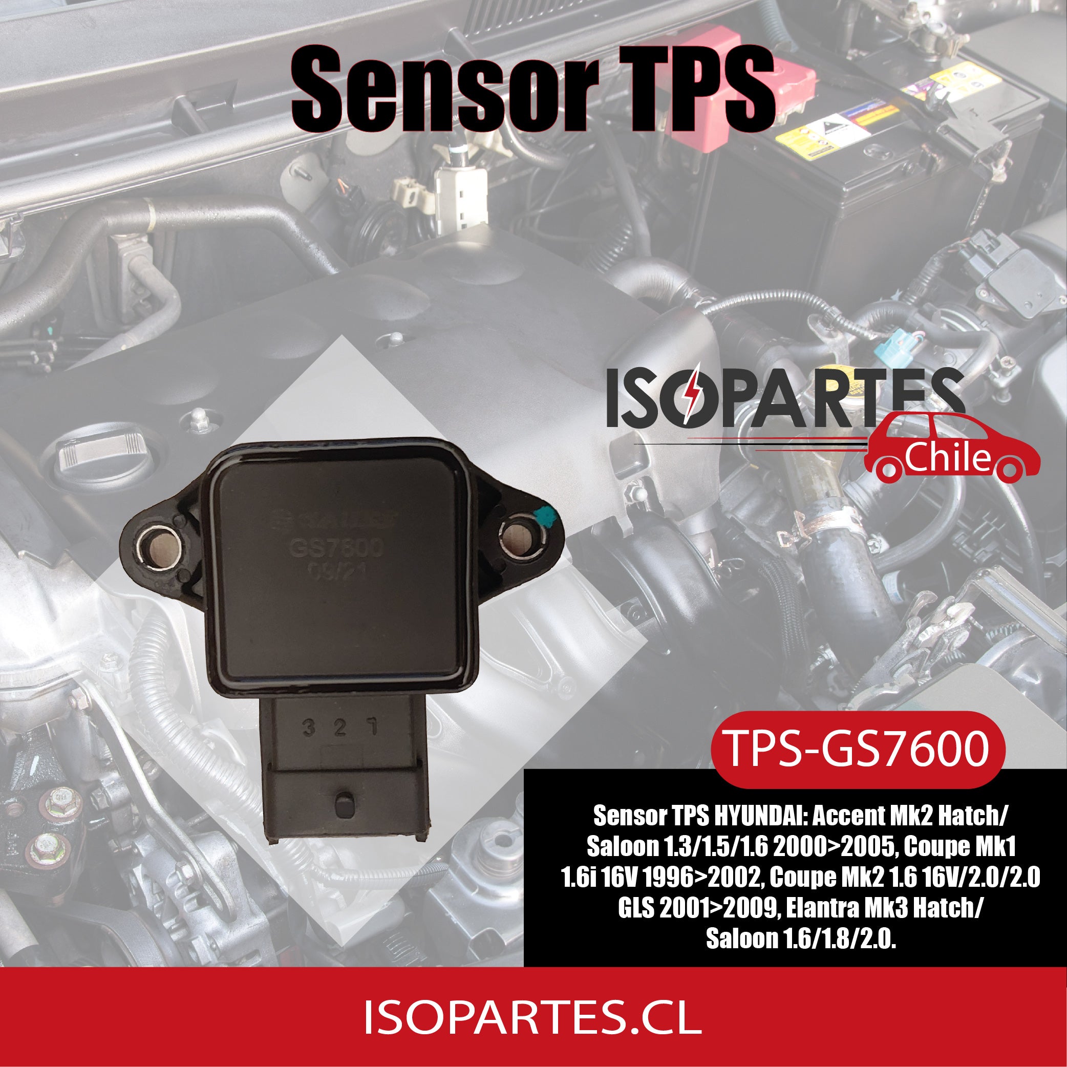 Sensor Tps Hyundai, Kia, Opel, Accent, I30, Tucson, Elantra, Sonata, Cerato, Sportage, Astra, Corsa - Isopartes