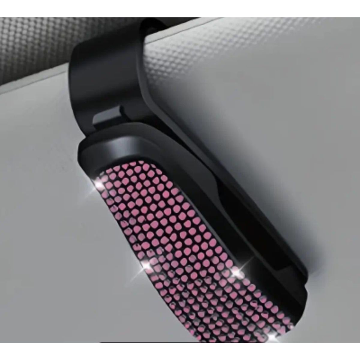 Fashion Car Visor Glasses Holder with Rhinestones and Ticket Clip - Car Interior Accessory.