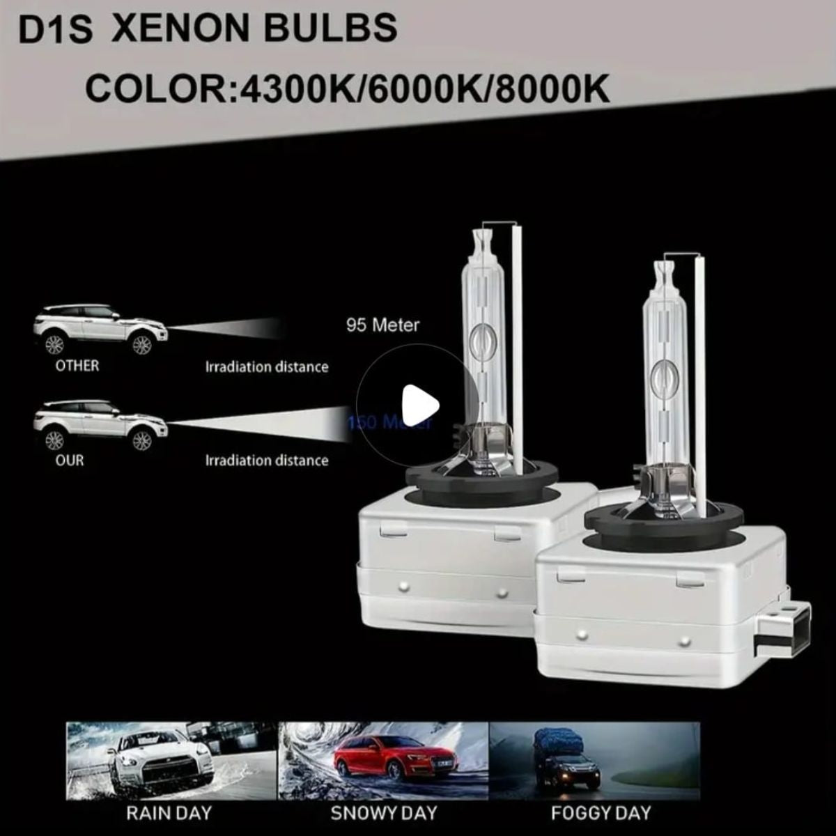 Ampolletas de faros D1S HID, blanco frío de 6000K