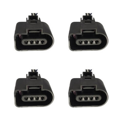 Kit 4 Conectores Enchufes Bobinas, Sensor de Oxigeno Volkswagen, Audi, Fox, SpaceFox, CrossFox, Bora, Polo, Amarok 4 Pines.